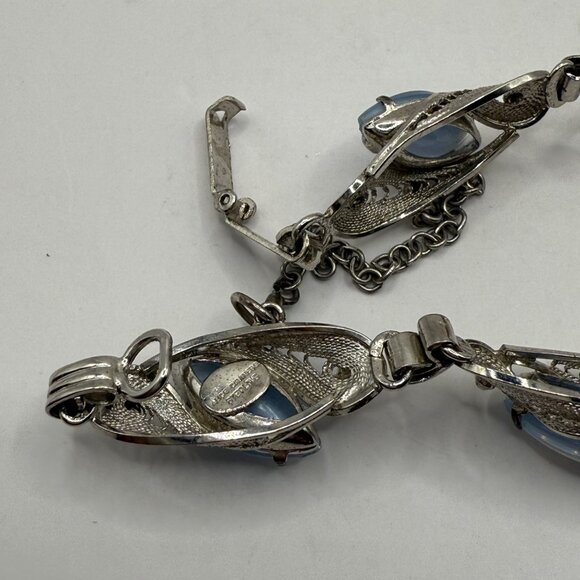 Sterling Silver Blue Moon Stone Bracelet With Safety Chain By Alice Caviness - Picture 7 of 7